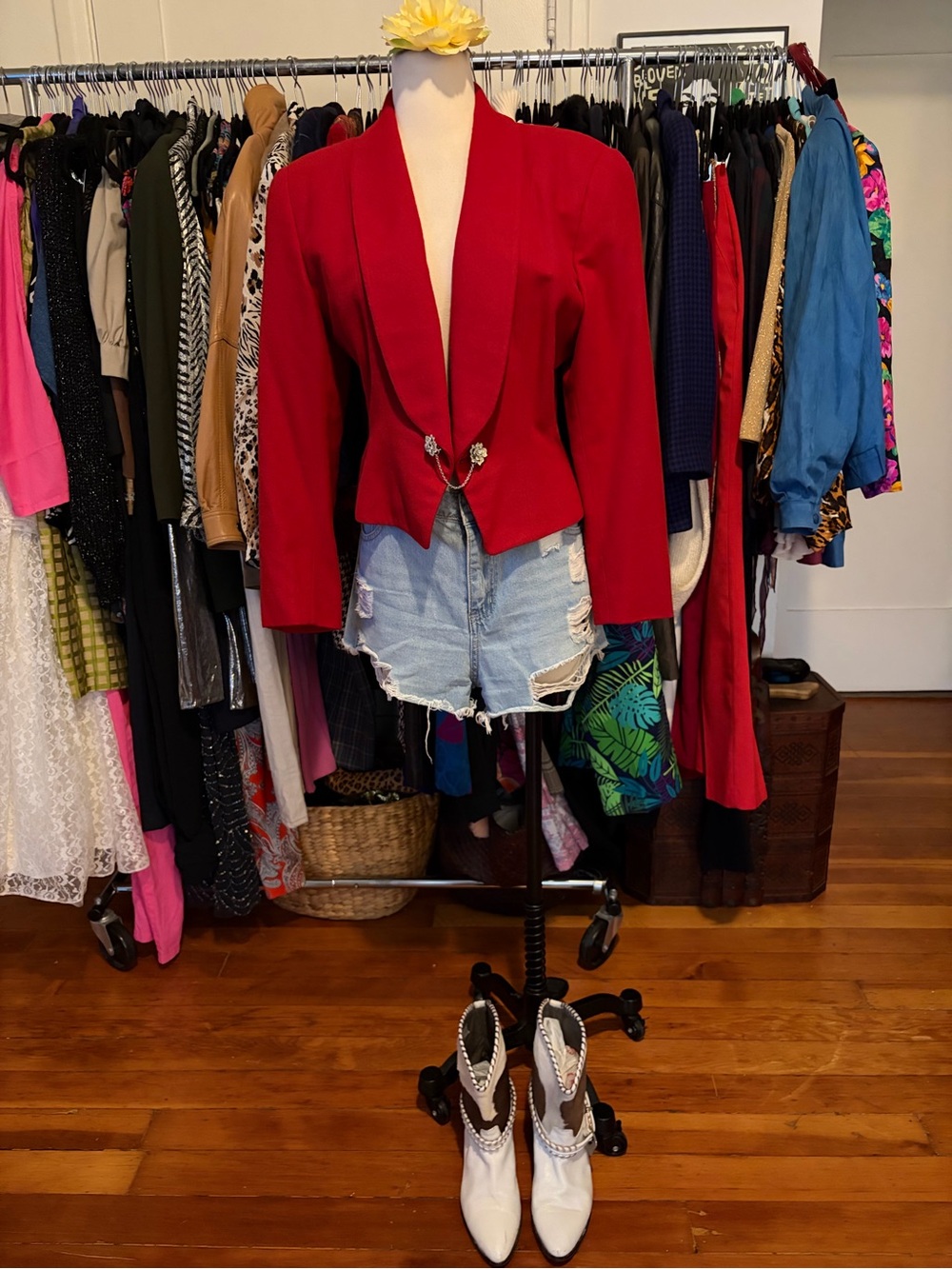 Vintage Anne Klein Red Wine Statement Blazer Jacket